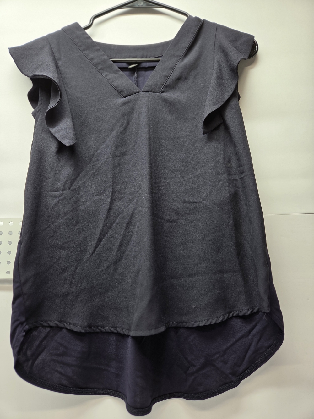 Ann Taylor Navy V-Neck Flutter Sleeve Top